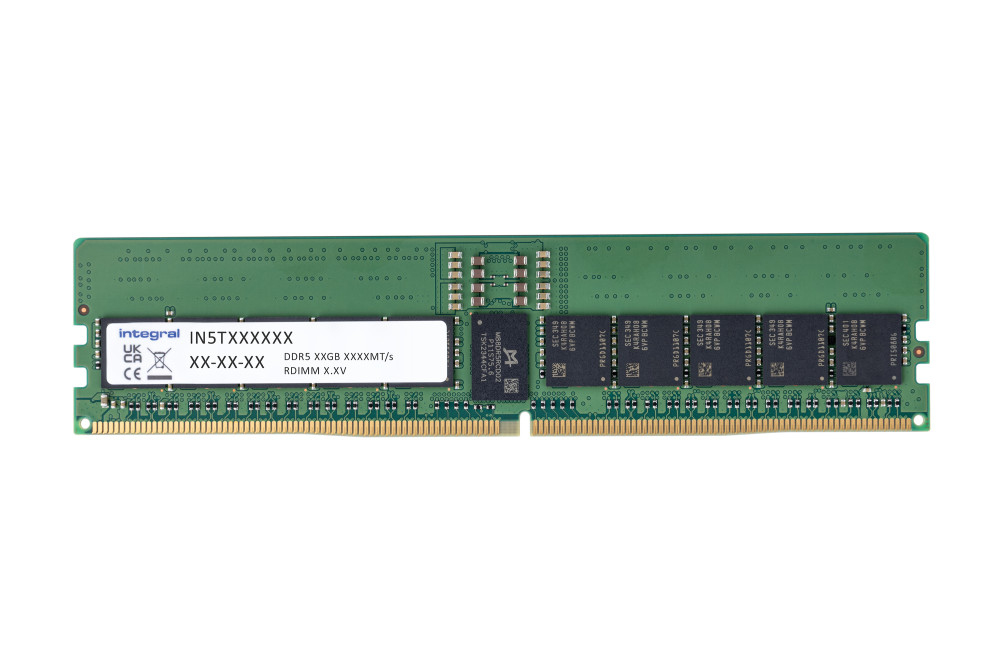 Integral 32GB SERVER RAM MODULE DDR5 5600MT/s PC5-44800 REGISTERED ECC RANK2 1.1V 2Gx8 CL46 EQV. TO MTC20F2085S1RC56BR FOR MICRON