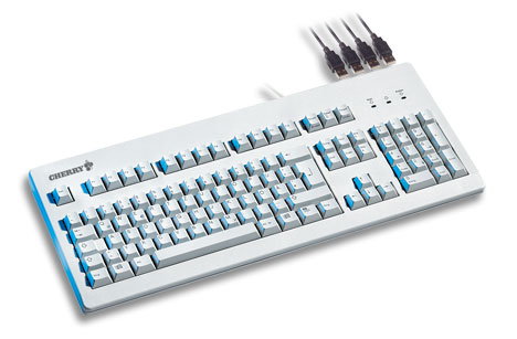 CHERRY 4 USB HUB keyboard AZERTY White