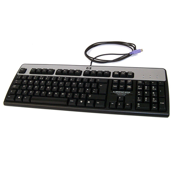 HP PS/2 Standard keyboard PS/2 QWERTY Danish Black, Silver