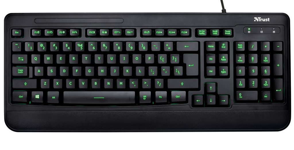 Trust Elight Illuminated DE keyboard Home USB QWERTZ German Black