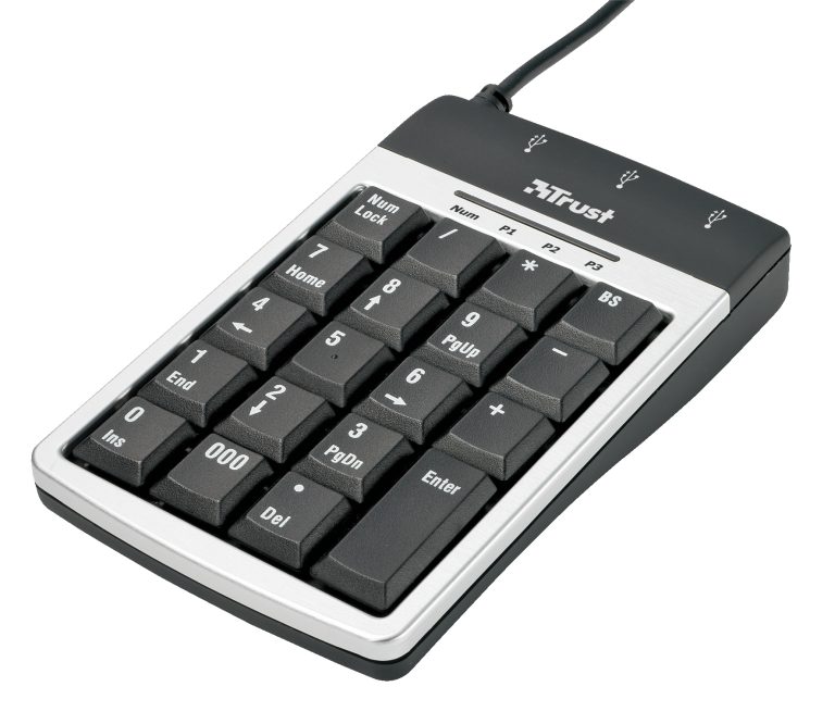 Trust Keypad & 3 Port USB2 Hub KP-1300p keyboard USB
