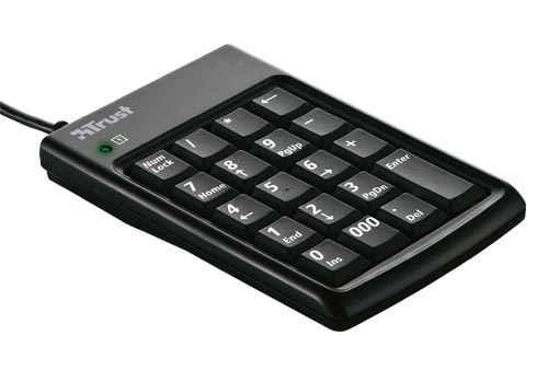 Trust Numeric Keypad & USB Hub KP-1200p keyboard Black