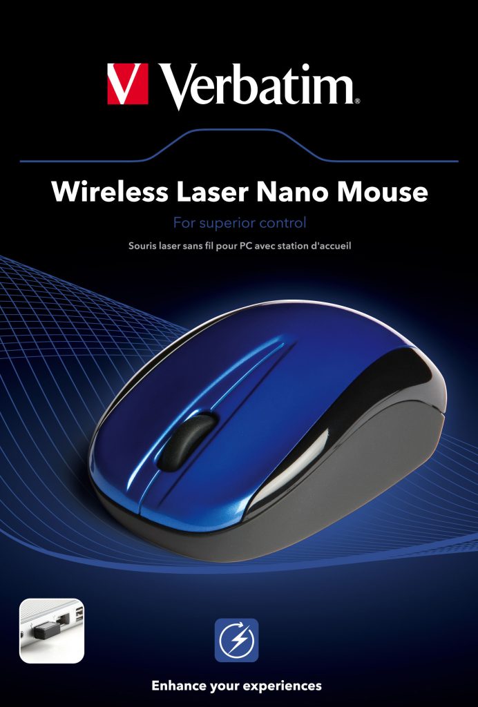 Verbatim Wireless Laser Nano - Blue mouse Bluetooth 1600 DPI